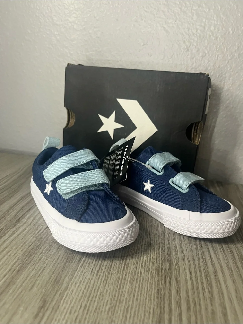 Converse Kids Navy Blue Sneakers with Light Blue Straps
